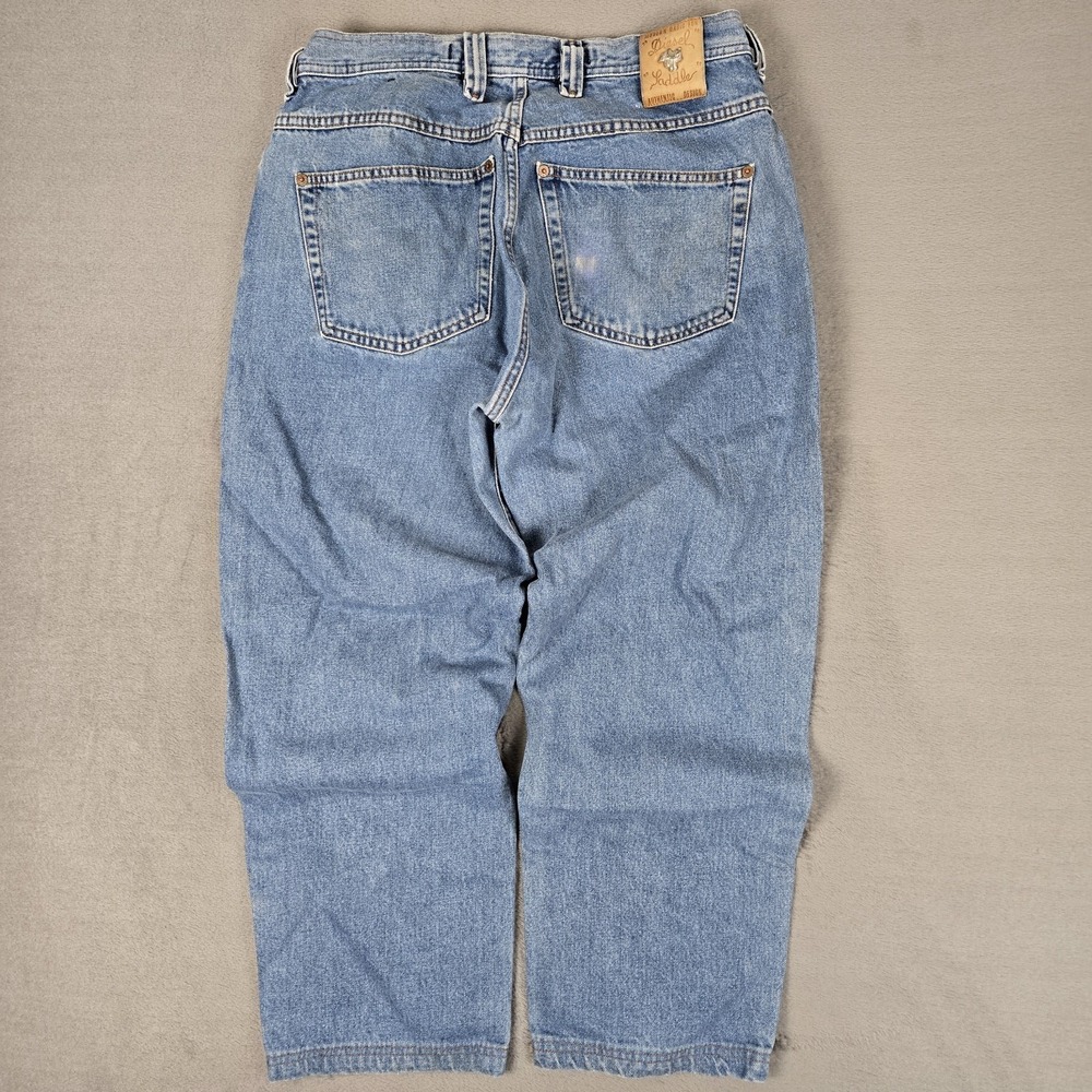 Vintage Diesel Jeans Mens 32x27 Blue Saddle Loose Taper Leg Baggy Light Wash